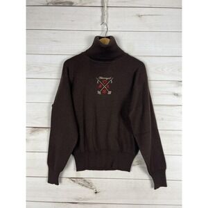 Obermeyer Sweater Womens Medium Brown Turtleneck Ski Retro Embroidered Knit